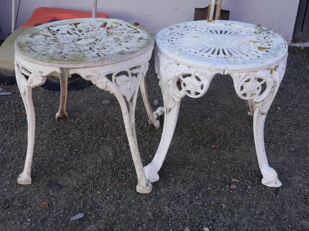 2 white metal stools Image 1++