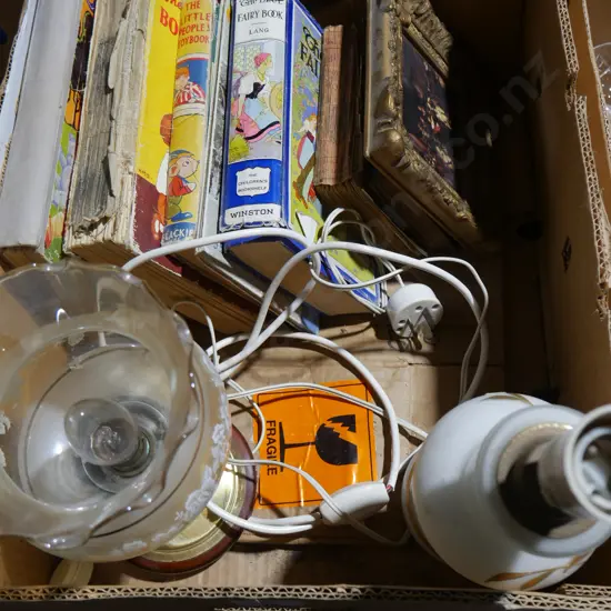 Books, table lamps