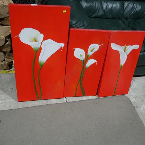 3 canvas flower artworks
