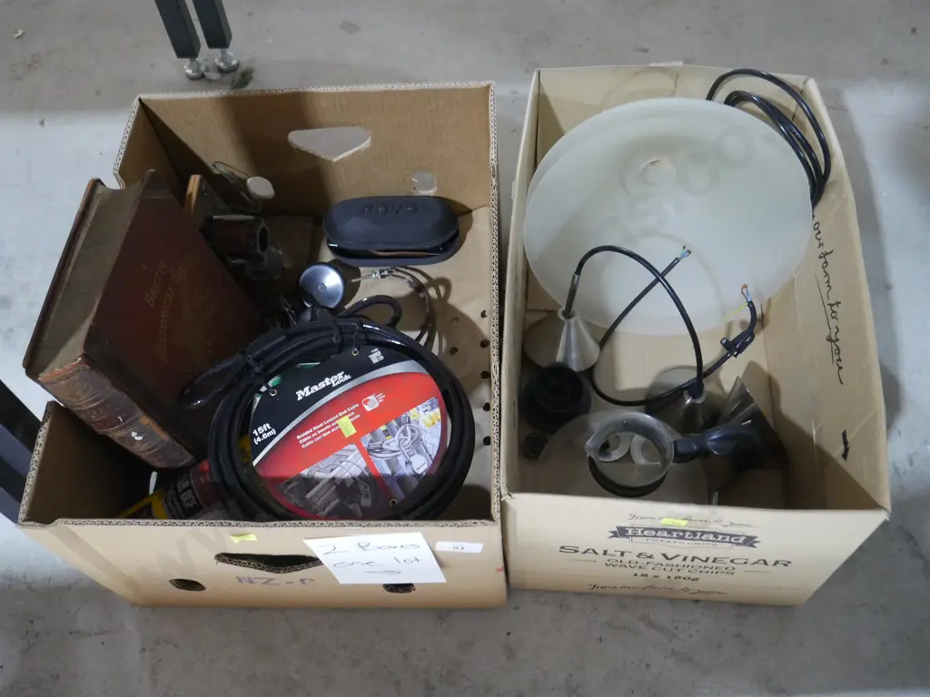 2 boxes light fittings, cable lock etc Image 1++