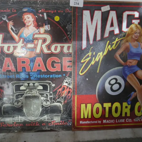 Two tin signs