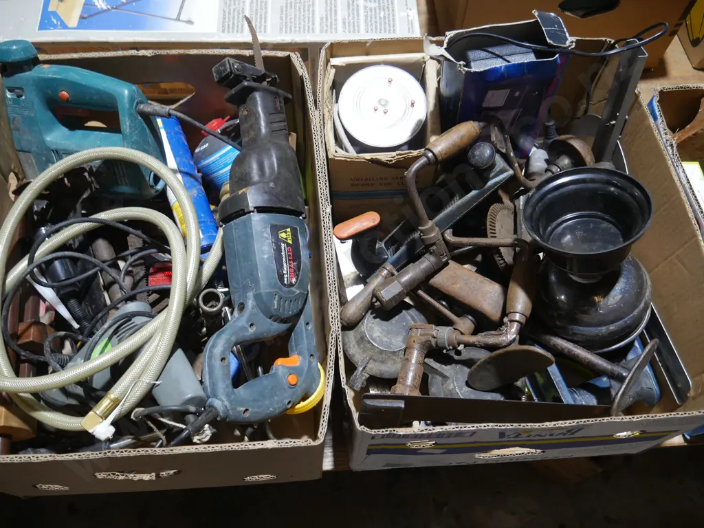 2 boxes of electric tools, hand drills etc Image 1++