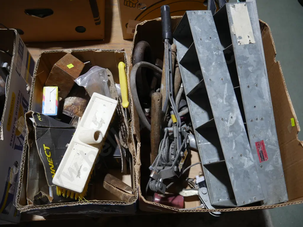 2 boxes of metal organisers, other garage sundries Image 1++