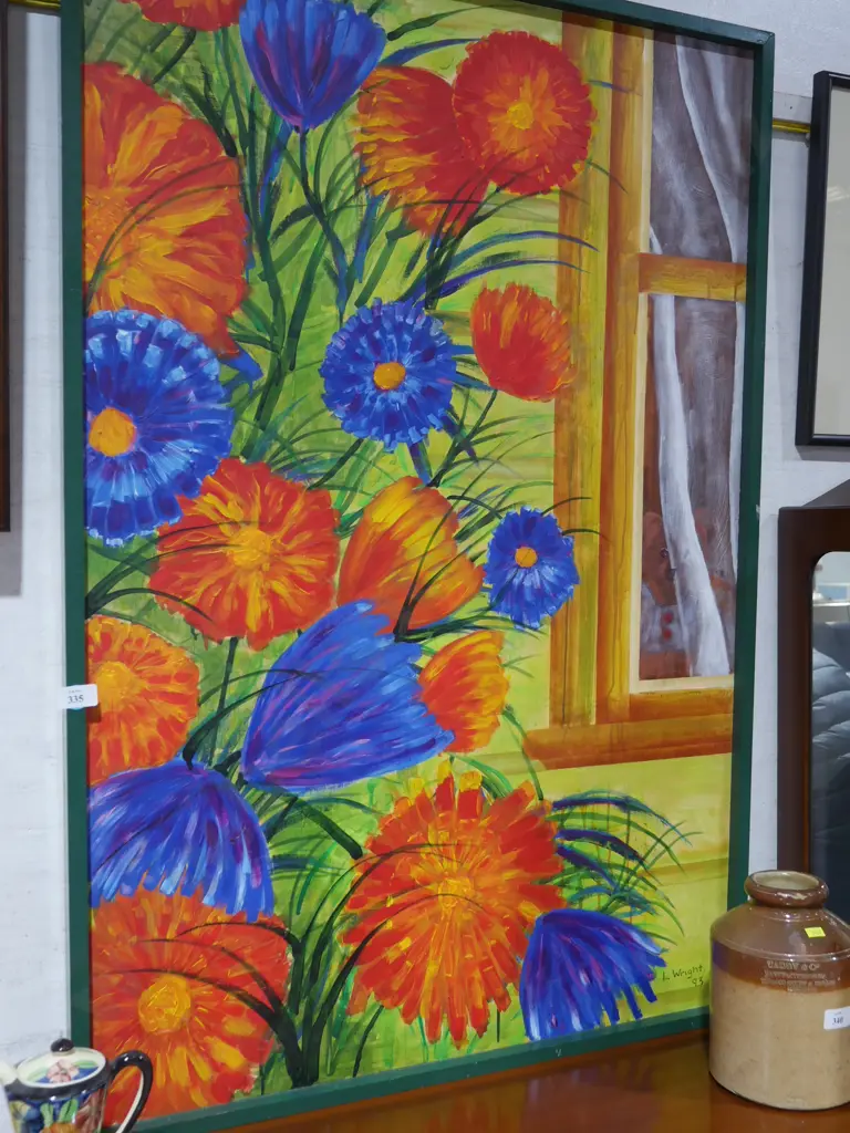 Floral oil painting by L Wright Image 1++