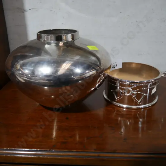 Metal vase etc