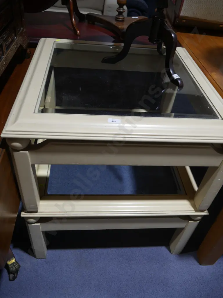 2  glass top side tables Image 1++