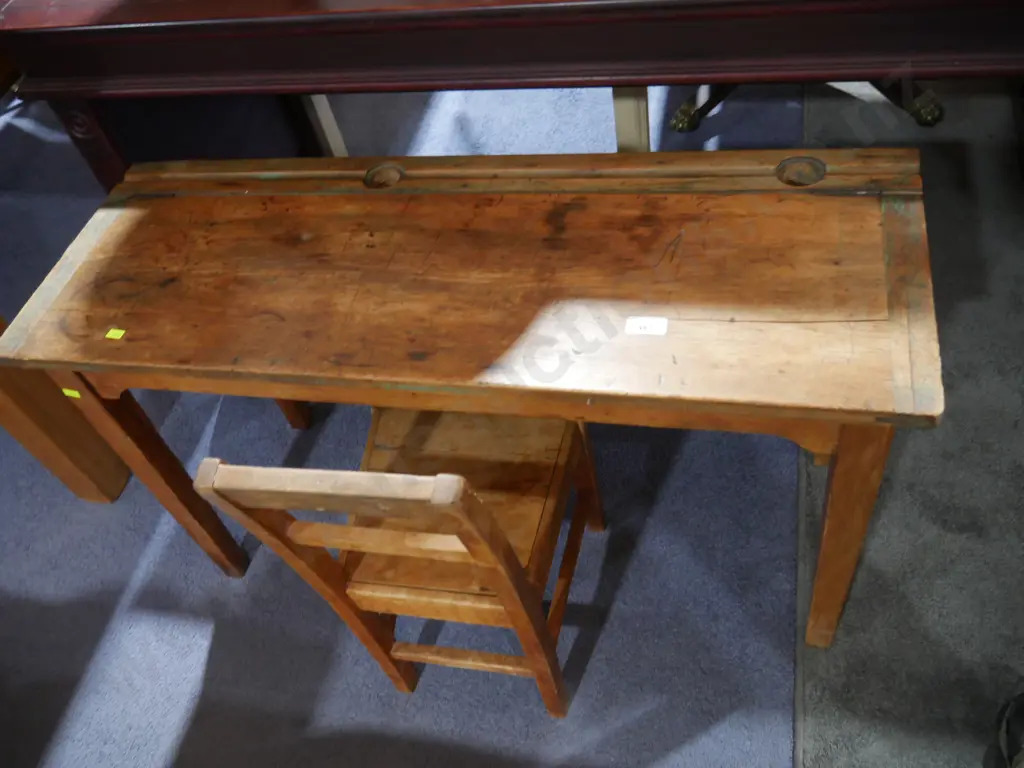 Vintage twin school desk and chair Image 1++