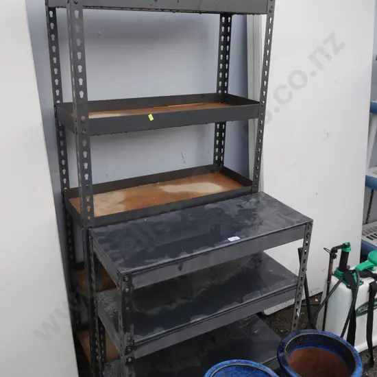 2 metal shelves