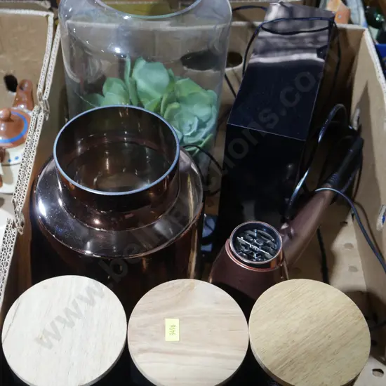 Ceramic storage containers, hair dryer etc
