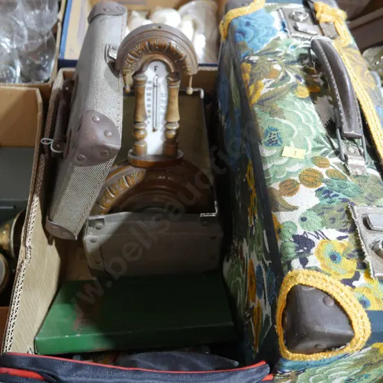 Suitcase, barometer etc