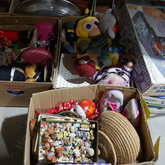 Full boxes of assorted toys etc
