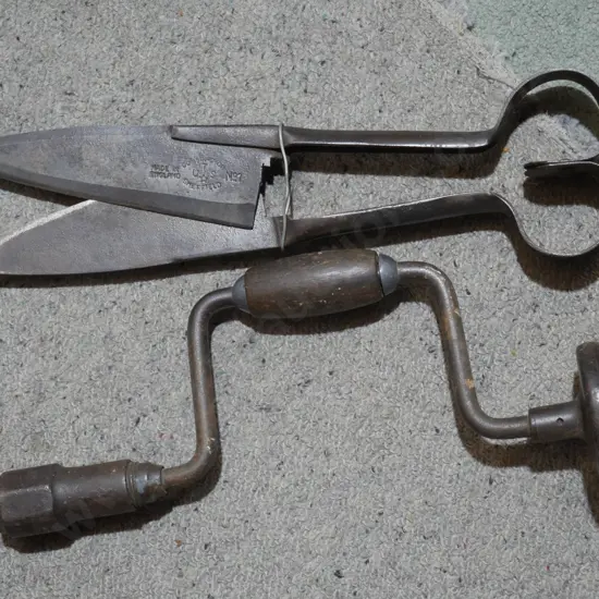 Sheep shears, old hand drill