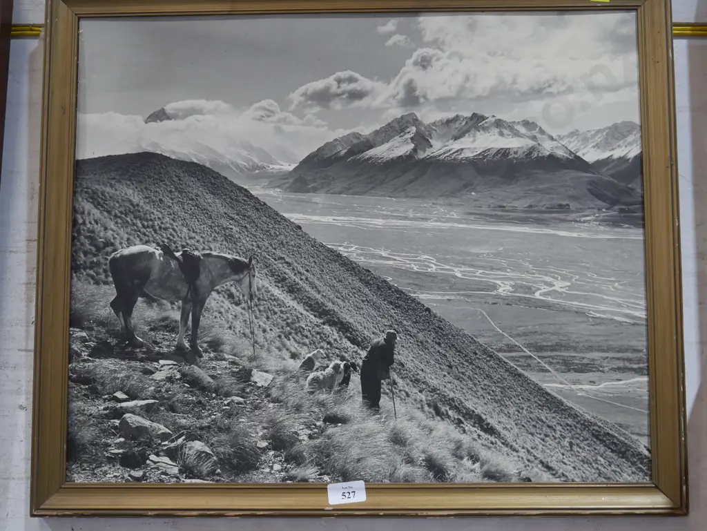 Framed black and white photograph, Canterbury high country Image 1++