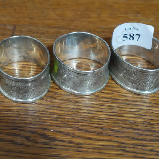 3 Stirling silver serviette rings