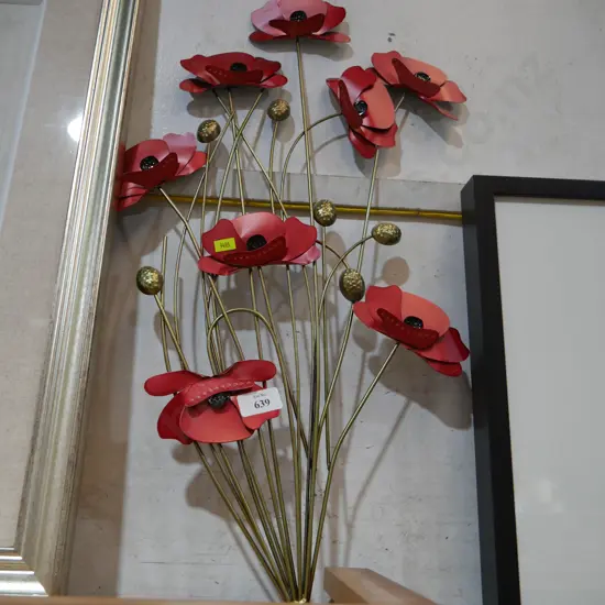 Metal poppy wall decor