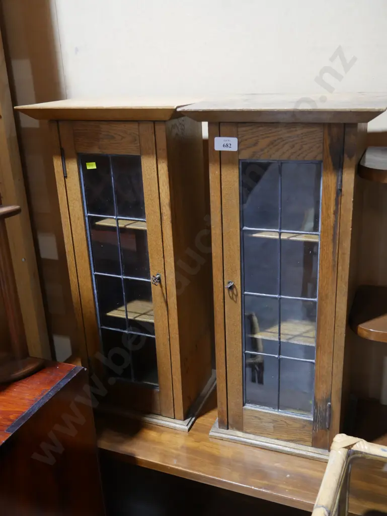 2 small leadlight cabinets Image 1++