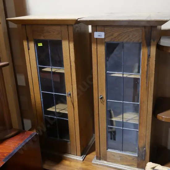 2 small leadlight cabinets