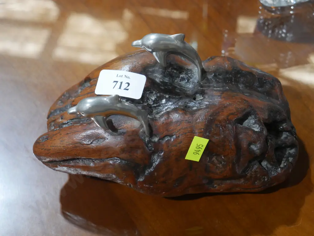 Metal and wood dolphin ornament Image 1++