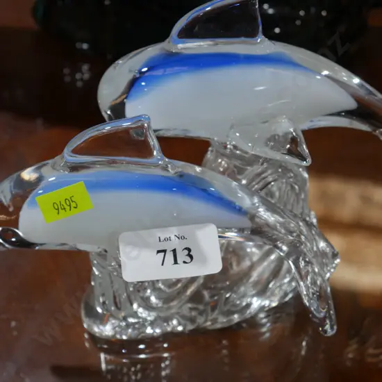 Glass dolphins ornament
