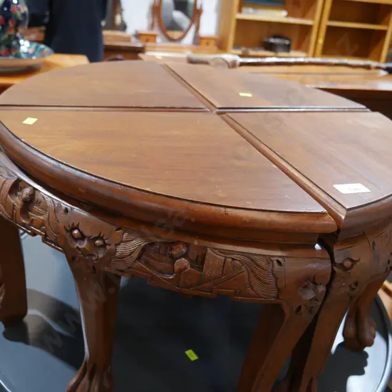 Oriental claw footed set of 4 side tables