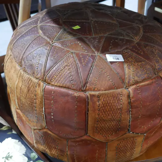 Leather pouff stool