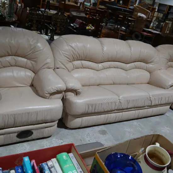 Three-piece leather lounge suite
