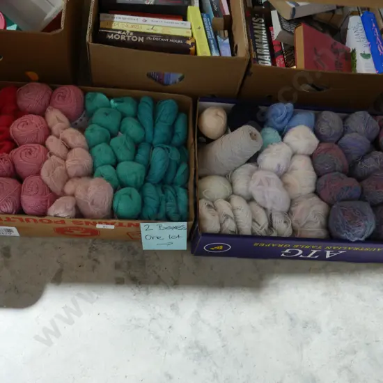 2 boxes of knitting wool