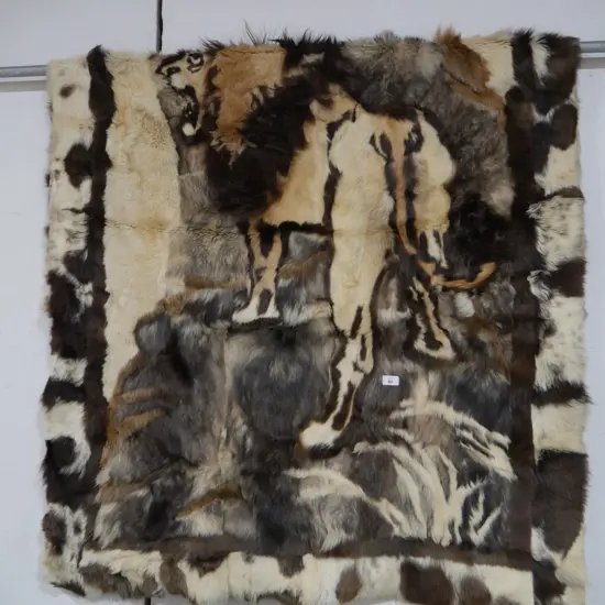 Lion print fur hanging rug