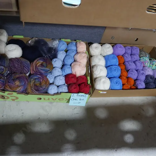 2 boxes of knitting wool