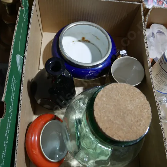 Lidded glass jar etc