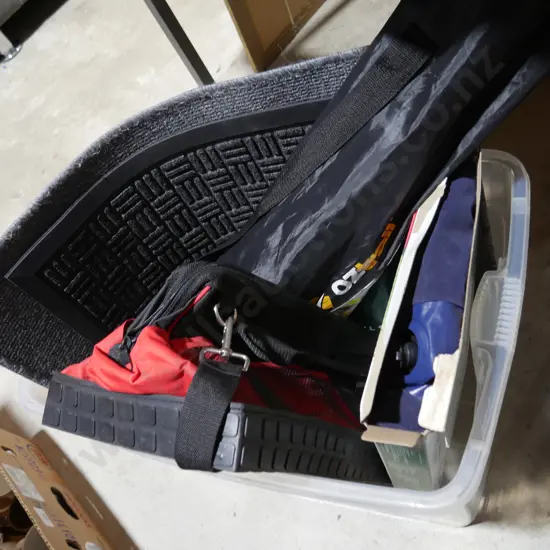 Camping chair, floor mats, inflatable camp bed etc