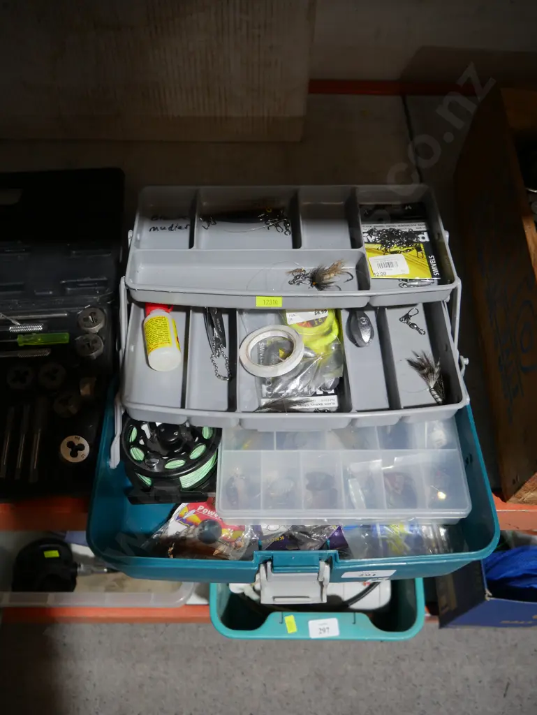 Fishing tackle box and contents Image 1++