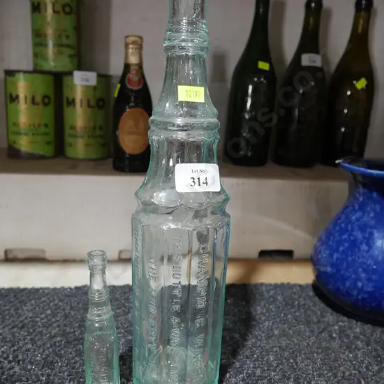 Miniature sample & full size Champions Vinegar bottles