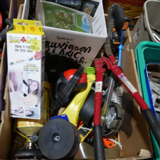 Picture hooks, bolt cutter etc