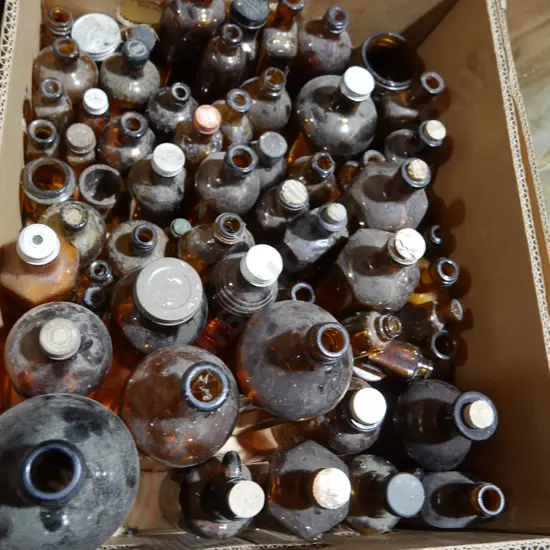 Amber glass bottles