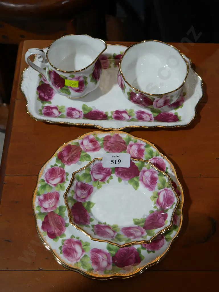 Royal Albert Old English Rose creamer, sugar bowl etc Image 1++