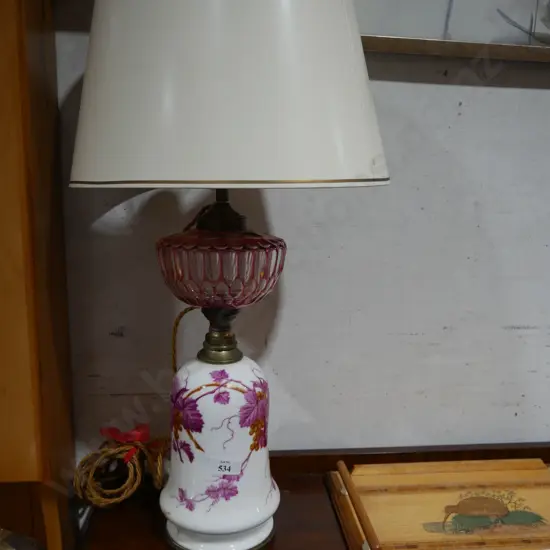 Porcelain and glass table lamp