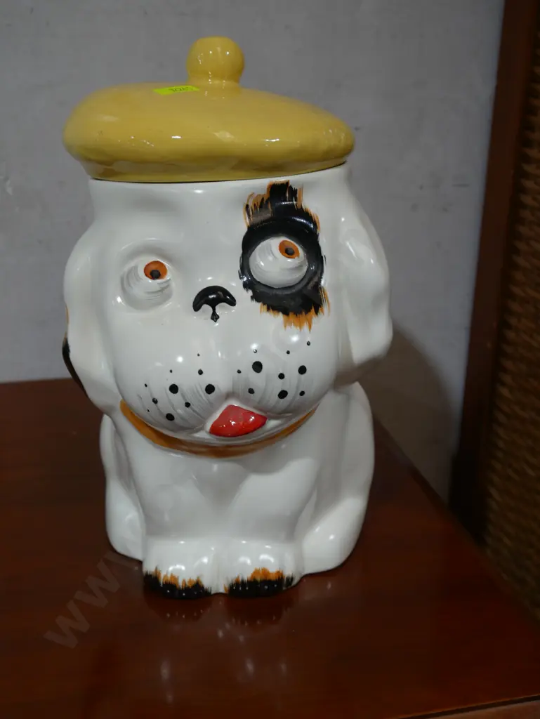 Crown Devon Bonzo ceramic dog biscuits barrell Image 1++