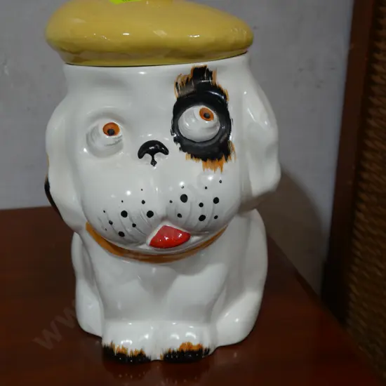 Crown Devon Bonzo ceramic dog biscuits barrell