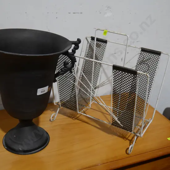 Magazine rack and metal urn planter