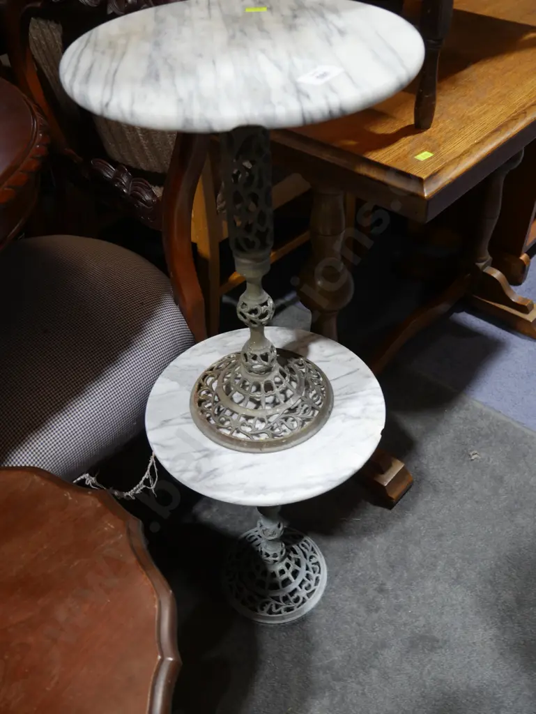 Pair of wine tables, sun damaged Image 1++