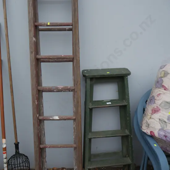3 wooden ladders