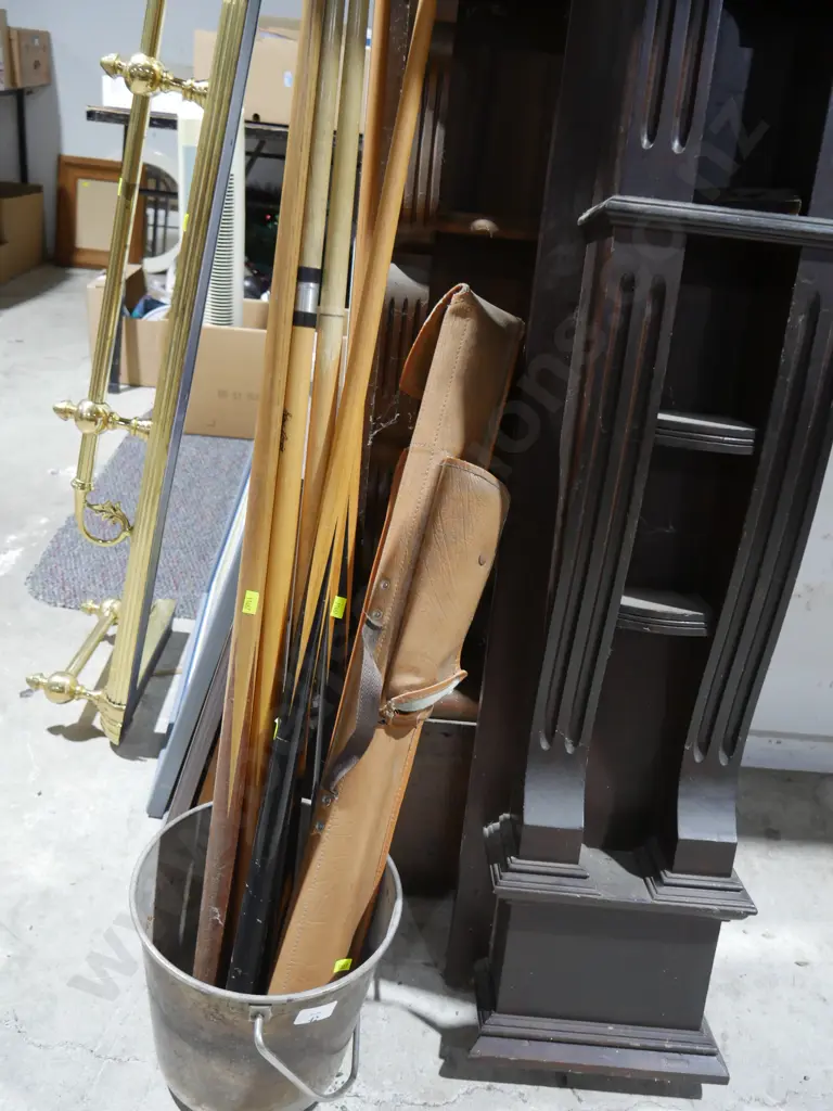 Pool cues and tin bucket Image 1++