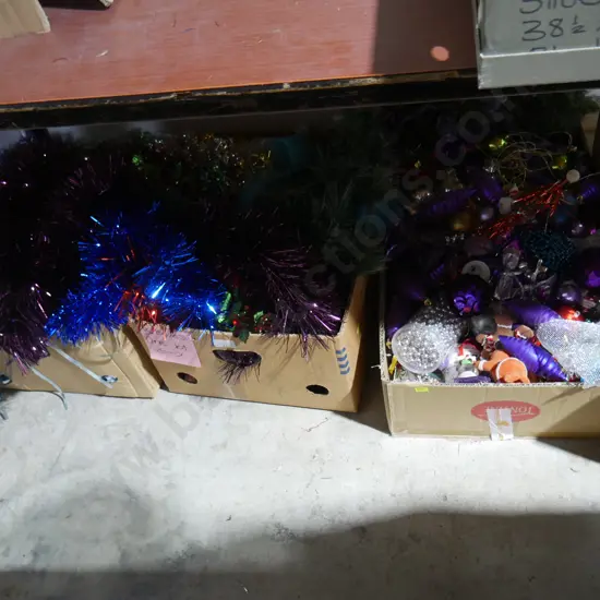 3 boxes of Christmas decorations