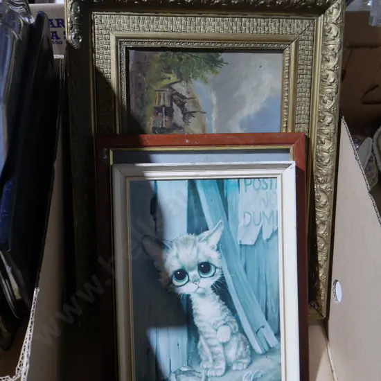 Box of assorted artworks
