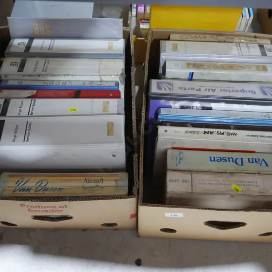 Two boxes of aircraft catalogues