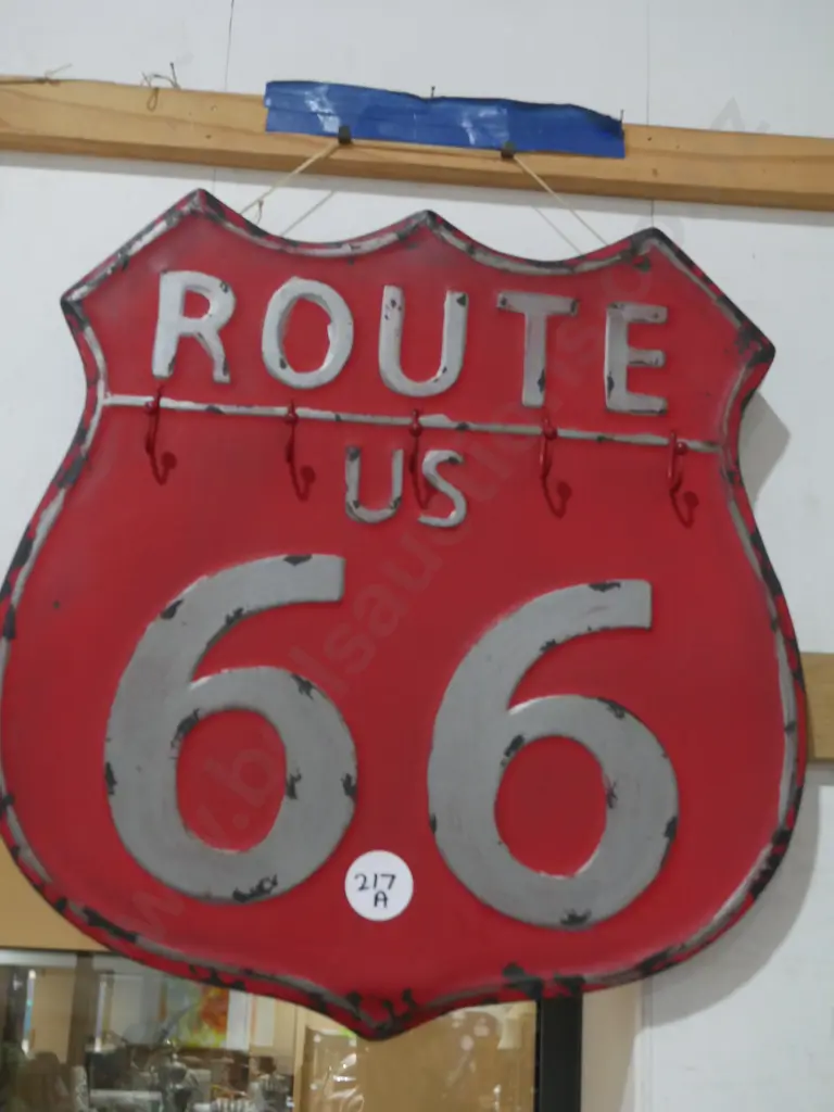 Route 66 tin sign with hooks Image 1++