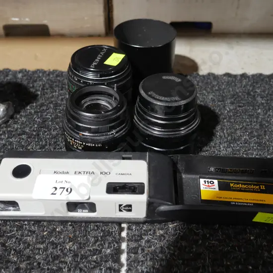 Kodak camera and assorted lenses