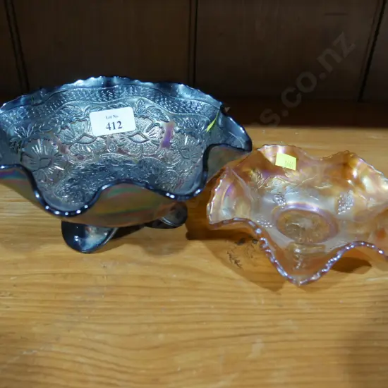 Two carnival glass bowls