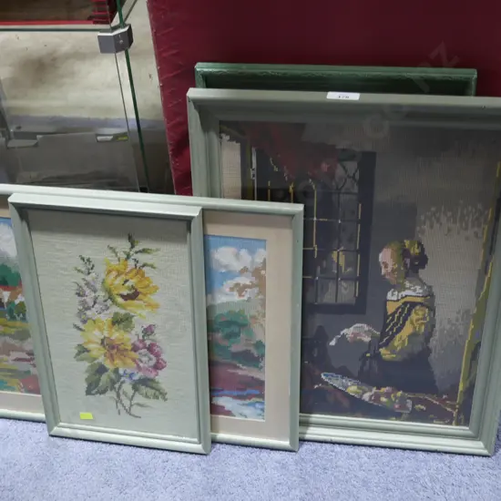 4 framed and embroidering pictures